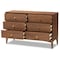 Baxton Studio Landis Mid-Century Ash Walnut Finished Wood 6-Drawer Dresser 193-11303-ZORO - alternate 5